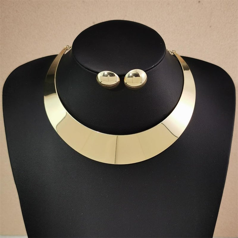 Hewill Store Chunky Gold Necklace Big Statement Chunky Necklace for Women African Tribe Wide Metal Choker Necklaces Jewelry - Image 4